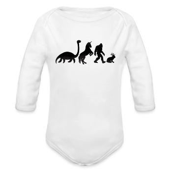 Cryptozoology Cryptid Bigfoot Unicorn Loch Ness - Organic Long Sleeve Baby Bodysuit - white - Front