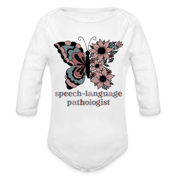 Speech-Language Pathologist Neurodiversity Gift - Organic Long Sleeve Baby Bodysuit - white - Front