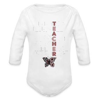 Inspirational Teacher Neurodiversity Awareness - Organic Long Sleeve Baby Bodysuit - white - Front