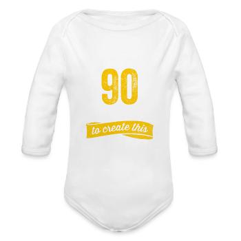 Funny 90 Years Old Joke 90th Birthday Gag Humor - Organic Long Sleeve Baby Bodysuit - white - Front