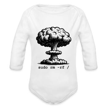 Linux Funny Linux Command Sudo RM RF for Men - Organic Long Sleeve Baby Bodysuit - white - Front