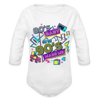 Retro 1980s 1990s 90's Made Me Vaporwave - Organic Long Sleeve Baby Bodysuit - white - Front