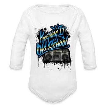 Keeping It Old School - Old School Boombox 80s - Organic Long Sleeve Baby Bodysuit - white - Front