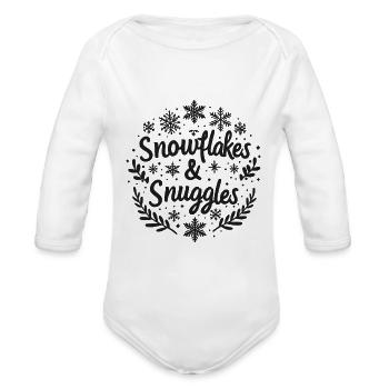 Snowflakes and Snuggles - Organic Long Sleeve Baby Bodysuit - white - Front