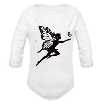 Enchanted Fairy – Sparkling Magic in the Moonlight - Organic Long Sleeve Baby Bodysuit - white - Front