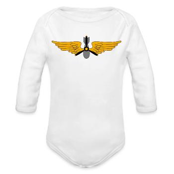 Winged Dagger Emblem - Organic Long Sleeve Baby Bodysuit - white - Front