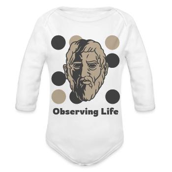 Observing Life Thinking Man - Organic Long Sleeve Baby Bodysuit - white - Front
