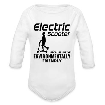 Electric Scooter Driver Motorized E-Scooter - Organic Long Sleeve Baby Bodysuit - white - Front