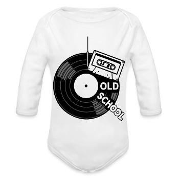 Old School - Organic Long Sleeve Baby Bodysuit - white - Front