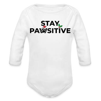 Holly Night on Black - Organic Long Sleeve Baby Bodysuit - white - Front
