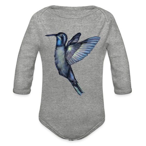 Hummingbird in flight - Organic Long Sleeve Baby Bodysuit