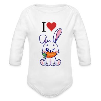 I love Rabbit - Organic Long Sleeve Baby Bodysuit - white - Front