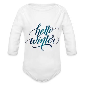 Snowboard - Organic Long Sleeve Baby Bodysuit - white - Front