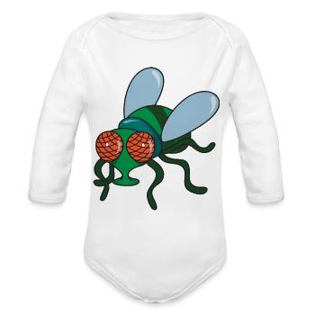 Fly Insect - Organic Long Sleeve Baby Bodysuit - white - Front