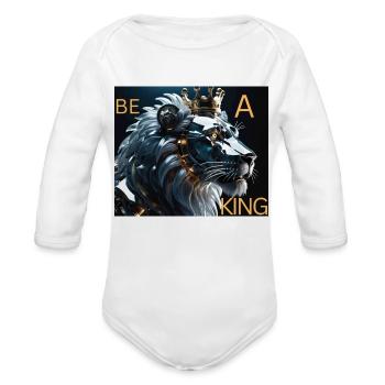BE A KING - Organic Long Sleeve Baby Bodysuit - white - Front