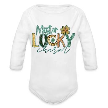 Mister Lucky Charm - Organic Long Sleeve Baby Bodysuit - white - Front