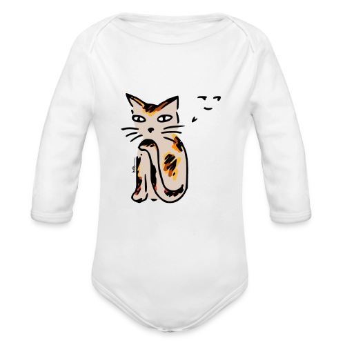 Sneaky Cat - Organic Long Sleeve Baby Bodysuit