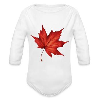 The Maple Leaf - Organic Long Sleeve Baby Bodysuit - white - Front