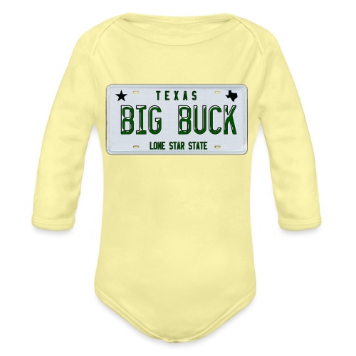 Texas LICENSE PLATE Big Buck Camo - Organic Long Sleeve Baby Bodysuit