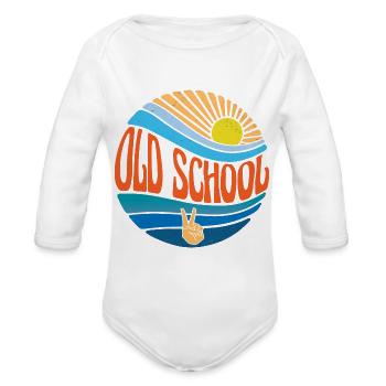 Old School Shirt Vintage Sunset Old School Groovy - Organic Long Sleeve Baby Bodysuit - white - Front