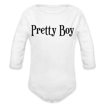 Pretty Boy - Organic Long Sleeve Baby Bodysuit - white - Front