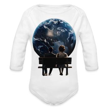 Cosmic Bench View - Organic Long Sleeve Baby Bodysuit - white - Front