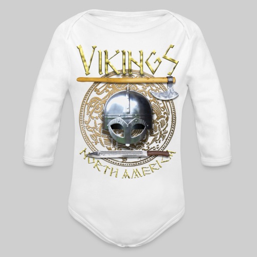 viking tshirt pocket art - Organic Long Sleeve Baby Bodysuit