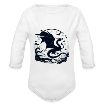 Mystical Dragon Moonlight - Organic Long Sleeve Baby Bodysuit - white - Front