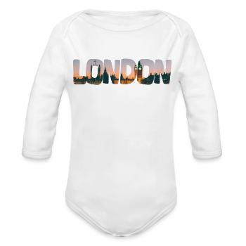 London - Organic Long Sleeve Baby Bodysuit - white - Front