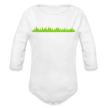 Grass Edge Print - Organic Long Sleeve Baby Bodysuit - white - Front