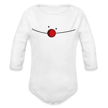 clown - clown nose - Organic Long Sleeve Baby Bodysuit - white - Front