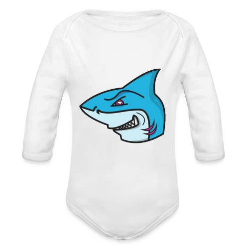 MrFish Vlogs Shark Logo - Organic Long Sleeve Baby Bodysuit
