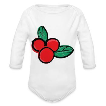 lingonberries berry fruit - Organic Long Sleeve Baby Bodysuit - white - Front