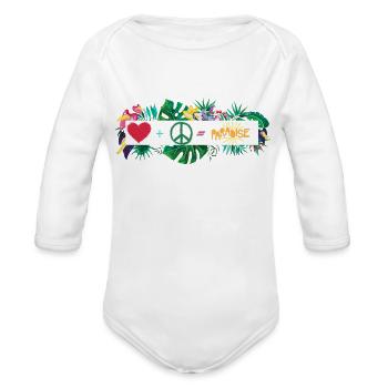 Heaven is love and peace - Organic Long Sleeve Baby Bodysuit - white - Front