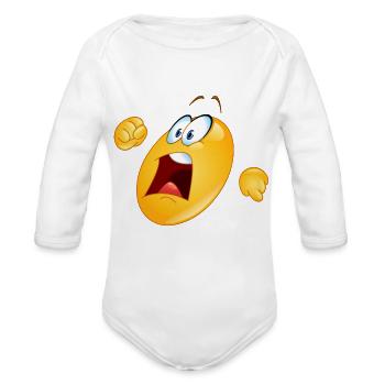Running Away Emoticon - Organic Long Sleeve Baby Bodysuit - white - Front