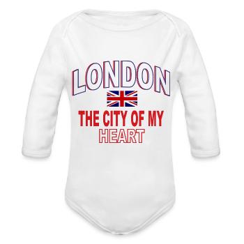 London the city of my heart London Tee London - Organic Long Sleeve Baby Bodysuit - white - Front