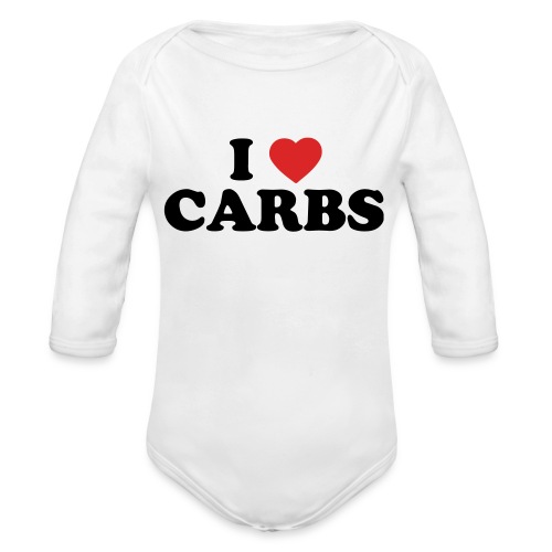 i heart carbs 2 color - Organic Long Sleeve Baby Bodysuit