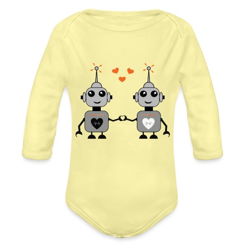 Robot Couple - Organic Long Sleeve Baby Bodysuit
