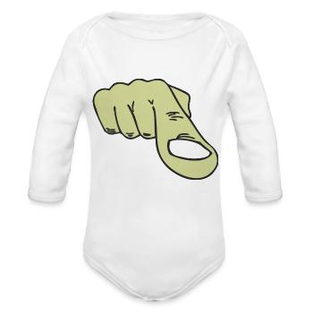 Finger pointing - Organic Long Sleeve Baby Bodysuit - white - Front