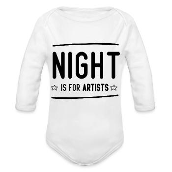 night is for artists - Organic Long Sleeve Baby Bodysuit - white - Front
