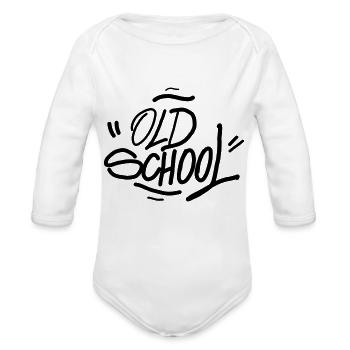 Old School - Organic Long Sleeve Baby Bodysuit - white - Front