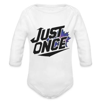 Maple Leafs Just Once Dark - Organic Long Sleeve Baby Bodysuit - white - Front
