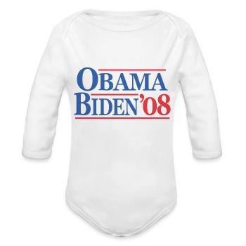 Obama Biden 08 - Organic Long Sleeve Baby Bodysuit - white - Front
