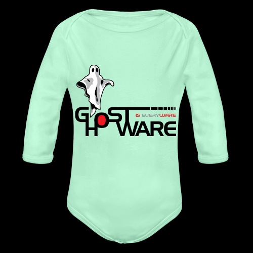 Ghostware Wide Logo - Organic Long Sleeve Baby Bodysuit