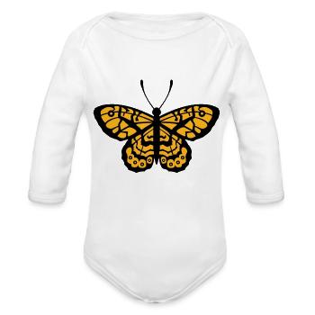 Butterfly insect - Organic Long Sleeve Baby Bodysuit - white - Front