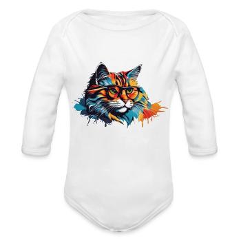 pretty kitty - Organic Long Sleeve Baby Bodysuit - white - Front