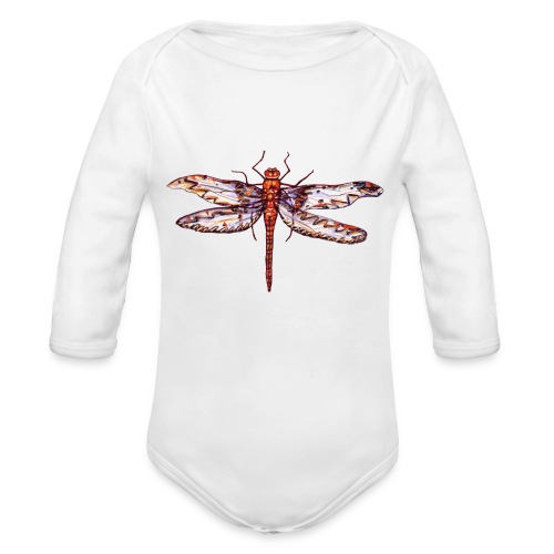 Dragonfly red - Organic Long Sleeve Baby Bodysuit
