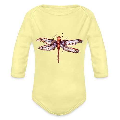 Dragonfly red - Organic Long Sleeve Baby Bodysuit