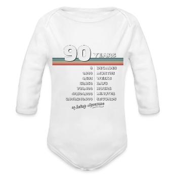 90th Birthday Vintage 90 Years Old Retro 1080 - Organic Long Sleeve Baby Bodysuit - white - Front