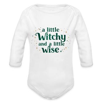 A little witchy and a little wise - Organic Long Sleeve Baby Bodysuit - white - Front